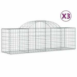 vidaXL 3 db íves horganyzott vas gabion kosár 200x50x60/80 cm kép