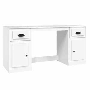 vidaXL magasfényű fehér szerelt fa íróasztal szekrénnyel kép