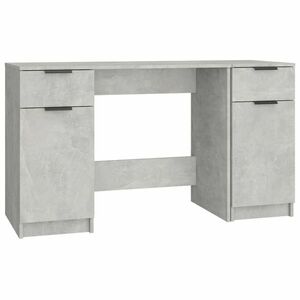 vidaXL betonszürke szerelt fa íróasztal kisszekrénnyel kép