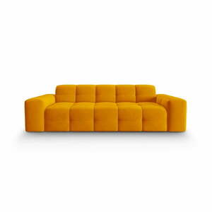Okkersárga bársony kanapé 222 cm Kendal – Micadoni Home kép