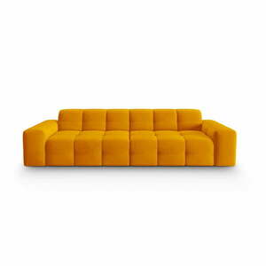 Okkersárga bársony kanapé 255 cm Kendal – Micadoni Home kép