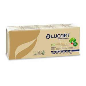 LUCART Papír zsebkendő, 4 rétegű, 10x9 db, LUCART "EcoNatural", barna kép