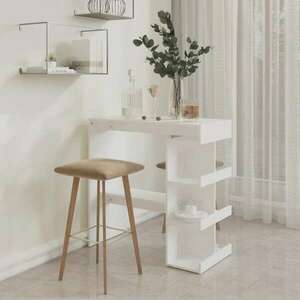 Fehér forgácslap bárasztal tárolópolccal 100 x 50 x 101, 5 cm kép
