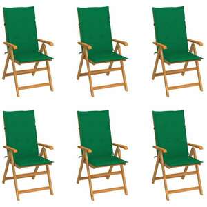 vidaXL 6 db tömör tíkfa kerti szék zöld párnákkal kép