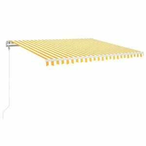 vidaXL sárga-fehér szélérzékelős és LED-es napellenző 450 x 350 cm kép