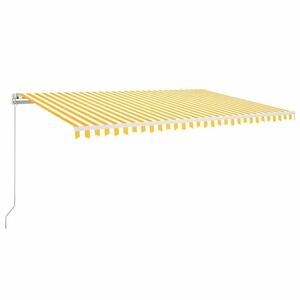 vidaXL sárga-fehér szélérzékelős és LED-es napellenző 500 x 350 cm kép