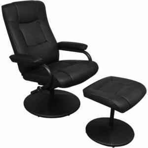 vidaXL fekete műbőr fotel állítható lábtartóval kép