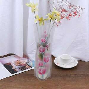 Műanyag, összehajtható váza virágos mintával 28cm kép