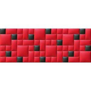 Műbőr falvédő-24 faldekoráció piros, fekete panelekből (200x75 cm) kép