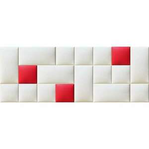 Műbőr falvédő-7 faldekoráció fehér, piros falpanelekből (200x75 cm) kép
