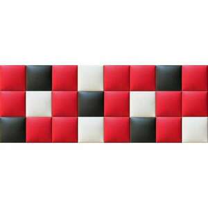 Műbőr falvédő-11 piros fekete fehér falvédő faldekoráció (200x75 cm) kép