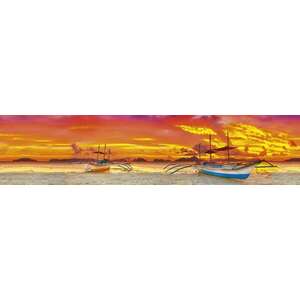 Hajók naplementében, konyhai matrica hátfal, 260 cm kép