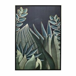 Keretezett falikép, trópusi levelek, 60x90 cm, zöld-fekete - NUIT CALINE - Butopêa kép