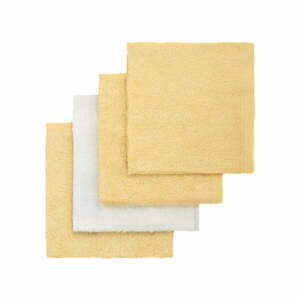4 db-os sárga és fehér bambusz mosdókendő szett - T-TOMI kép