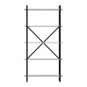 Fekete-fehér polcos állvány 90x180 cm Elston – Kalune Design kép