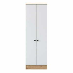 Fehér-natúr színű ruhásszekrény diófa dekorral 60x183 cm Theresa – Kalune Design kép