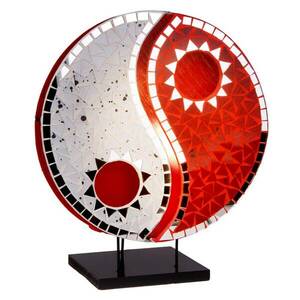 Ying Yang asztali lámpa mozaik tükör kövek piros kép