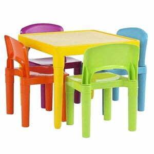 Gyerek asztalka szett, 4 székkel, színes - OZ - Butopêa kép