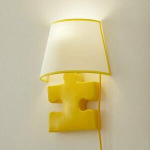 Kerámia fali lámpa A185 szövetbúrával, sárga kép