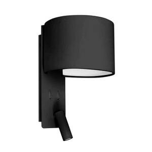 Fali lámpa Fold LED olvasólámpával, fekete kép