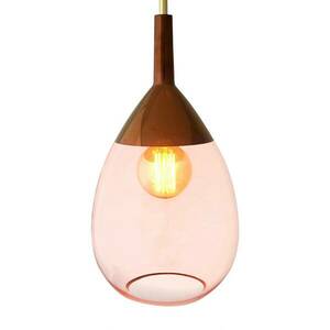 EBB & FLOW Lute üveg függő lámpa rózsaszín, rézzel kép