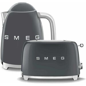 vízforraló SMEG 50's Retro Style 1, 7l szürke + kenyérpirító SMEG 50's Retro Style 2x2 szürke 950W kép