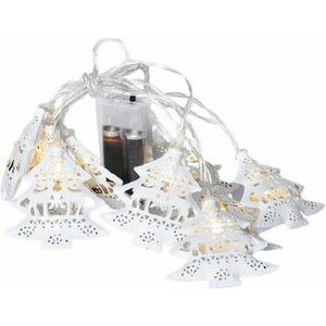 LED lánc karácsonyfák, fém, fehér, 10LED, 1m, 2x AA, IP20 kép