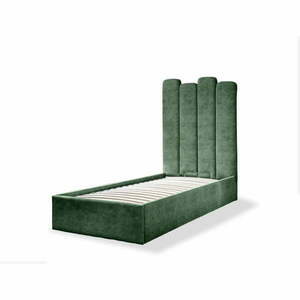 Zöld kárpitozott egyszemélyes ágy tárolóhellyel, ágyráccsal 90x200 cm Dreamy Aurora – Miuform kép
