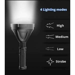 Extra erős akkus LED-es járőrlámpa - vízálló, könnyen hordozható, ... kép
