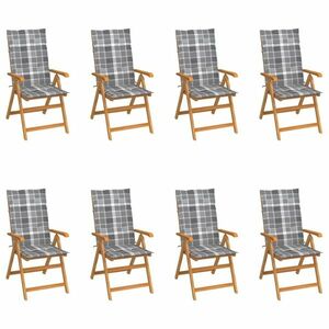 vidaXL 8 db dönthető tömör tíkfa kerti szék párnákkal kép