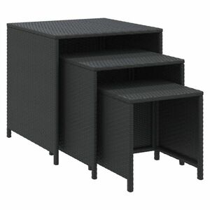 vidaXL 3 db fekete polyrattan rakásolható kisasztal kép