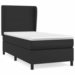 vidaXL fekete műbőr rugós ágy matraccal 100 x 200 cm kép