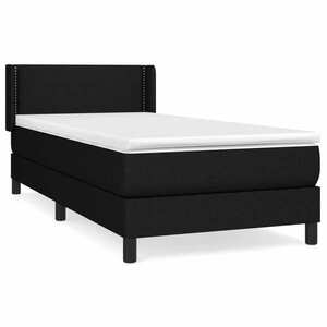 vidaXL fekete szövet rugós ágy matraccal 90x200 cm kép