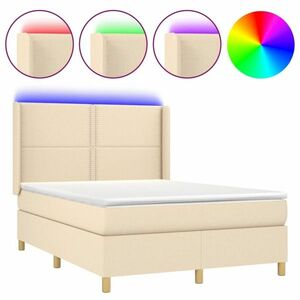 vidaXL krémszínű szövet rugós és LED-es ágy matraccal 140x200 cm kép