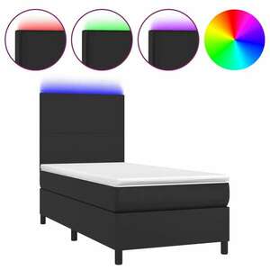 vidaXL fekete műbőr rugós ágy matraccal és LED-del 100x200 cm kép