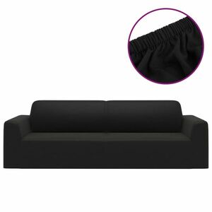 vidaXL 3-személyes fekete sztreccs poliészterdzsörzé kanapé-védőhuzat kép