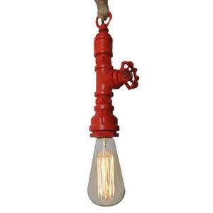 Függő lámpa Vintage kenderkötéllel - piros kép