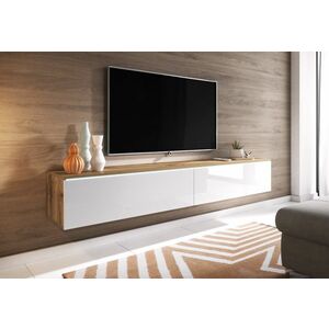 MENDES D 180 TV asztal, 180x30x32, tölgy wotan/fehér fényes kép