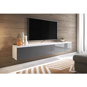 MENDES D 180 TV asztal, 180x30x32, fehér/szürke fényű kép