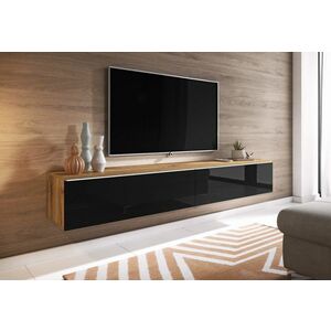 MENDES D 180 TV asztal, 180x30x32, tölgy wotan/fekete fényű kép