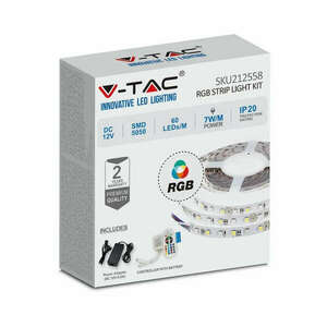 V-TAC LED szalag szett IP20 SMD 5050 chip 60 db/m RGB - SKU 212558 kép