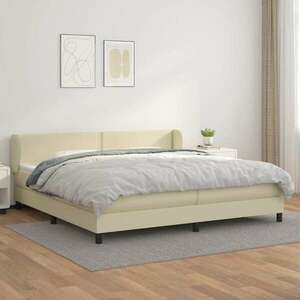 vidaXL krémszínű műbőr rugós ágy matraccal 200 x 200 cm kép