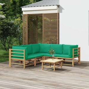 vidaXL 6 részes bambusz kerti ülőgarnitúra zöld párnákkal kép