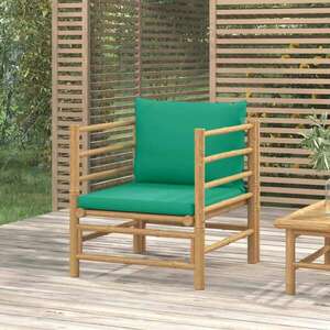vidaXL bambusz kerti kanapé zöld párnákkal kép