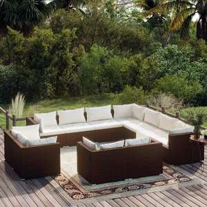 vidaXL 11 részes barna polyrattan kerti bútorszett párnákkal kép