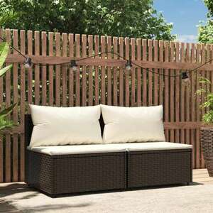 vidaXL 2 db barna polyrattan kerti középső kanapé párnával kép