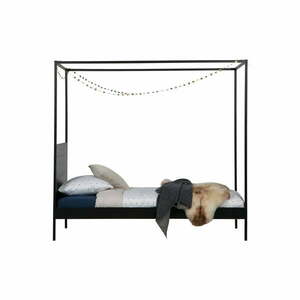 Dani fekete baldachinos ágy, 90 x 200 cm - WOOOD kép