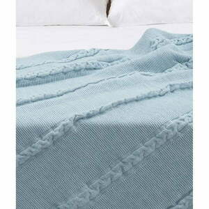 Kék pamut ágytakaró franciaágyra 200x220 cm Trenza – Oyo Concept kép