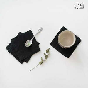 Fekete textil poháralátét szett 4 db-os – Linen Tales kép