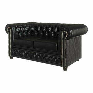 Fekete bőrutánzat kanapé 148 cm York – Ropez kép
